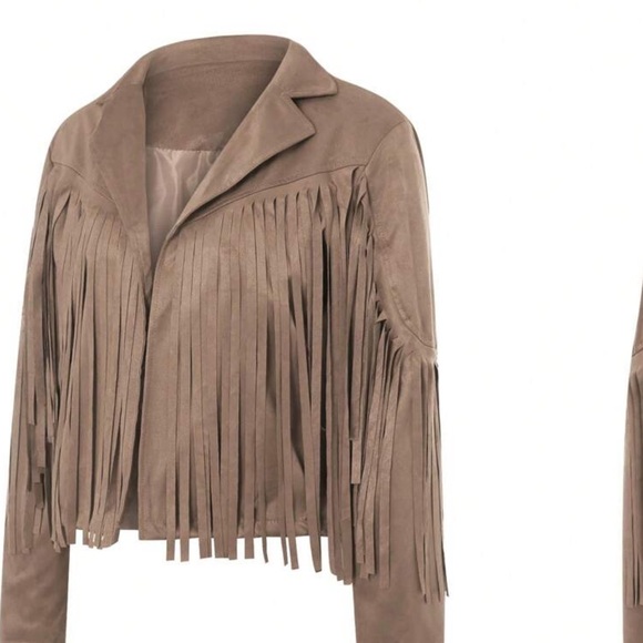 Fringe faux Suede Tan Jacket - Picture 4 of 6
